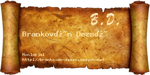 Brankován Dezső névjegykártya